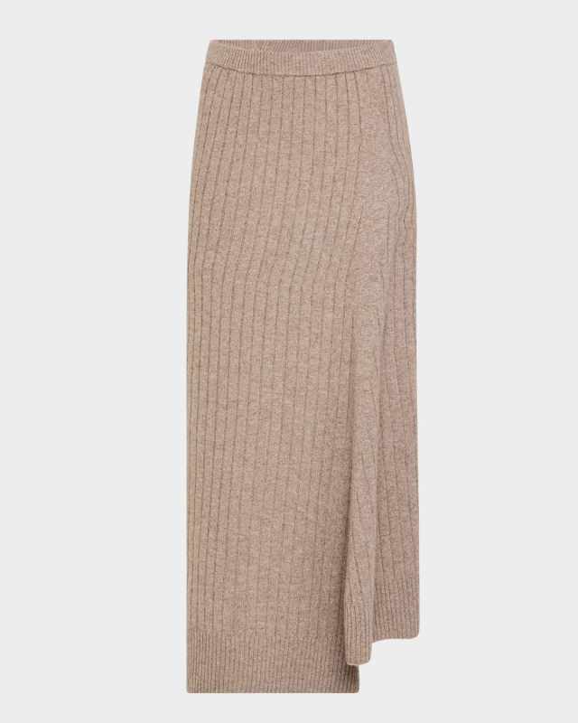 Ribbed Luxe Cashmino Midi Skirt